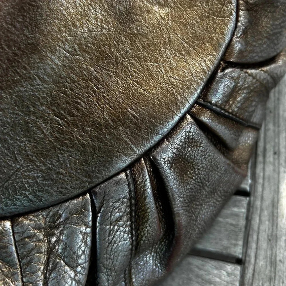 B Makowsky Vintage Bronze Gold Leather Slouchy Hobo Bag Dust Bag - Picture 7 of 12